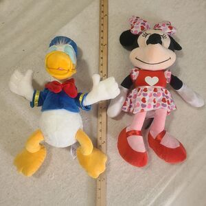 Disney Store Donald Duck & Minnie mouse Plush Stuffed Animal Soft Toy 18"